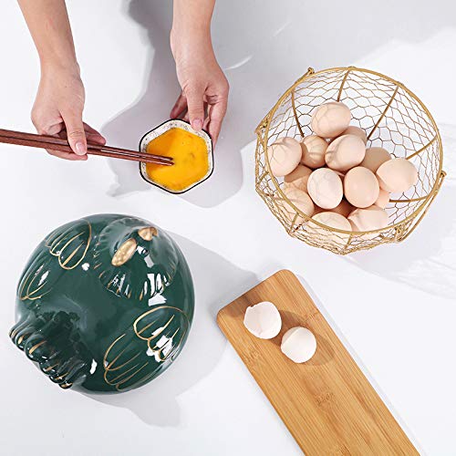 Image of Ixora Ceramic Rooster Egg Basket (Green)