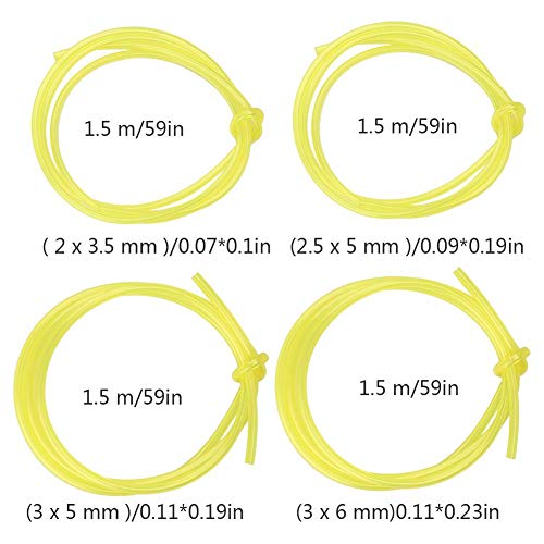 Cafopgrill Petrol Strimmer Fuel Pipe, 1.5M Gas Petrol Fuel Line Hose Gas Oil Tube Pipe with 4 Different Size 8 Pcs Fuel Filters for Mower Strimmer Chainsaw Blower