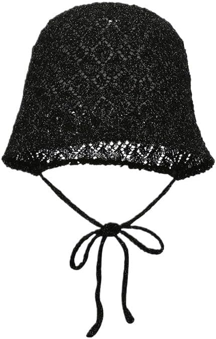 Tie Hollow Pattern Knitted Hat Breathable Thin Retro Baotou