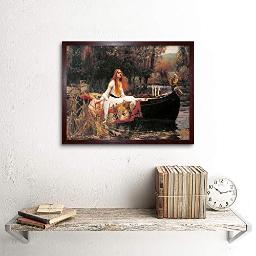 John William Waterhouse The Lady Of Shalott Edit Art Print Framed Poster Wall Decor 12x16 inch, Framed Brown 12X16, 43.3L x 33.3W cm - Image 2