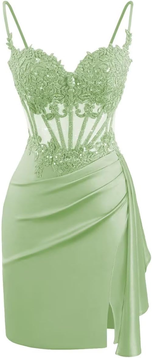 Women's Spaghetti Straps Sequin Homecoming Dresses for Teens Tight Sparkly Cocktail Party Gowns DE503