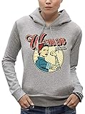 PIXEL EVOLUTION Sweat à Capuche Tatouage - Women Power - Tatoo Shop Femme - Taille S - Gris