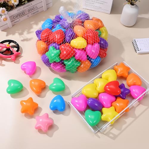 ifundom 100 Stück Bunte Bälle Liebe Sterne Bällebad Bälle Stern Und Herz Set Weiche Kunststoffbälle Für Kindergeburtstag Pool Zelt Party