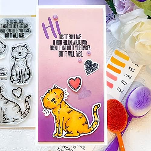 Lazy Cats Dies and Stamps Sets for Card Making DIY Scrapbooking Embossing Stencil Die Cuts Punch Template Moulds Arts Supplies Transparent Silicone Seal Stamp for Paper Crafting Stencil Die Cuts Punch