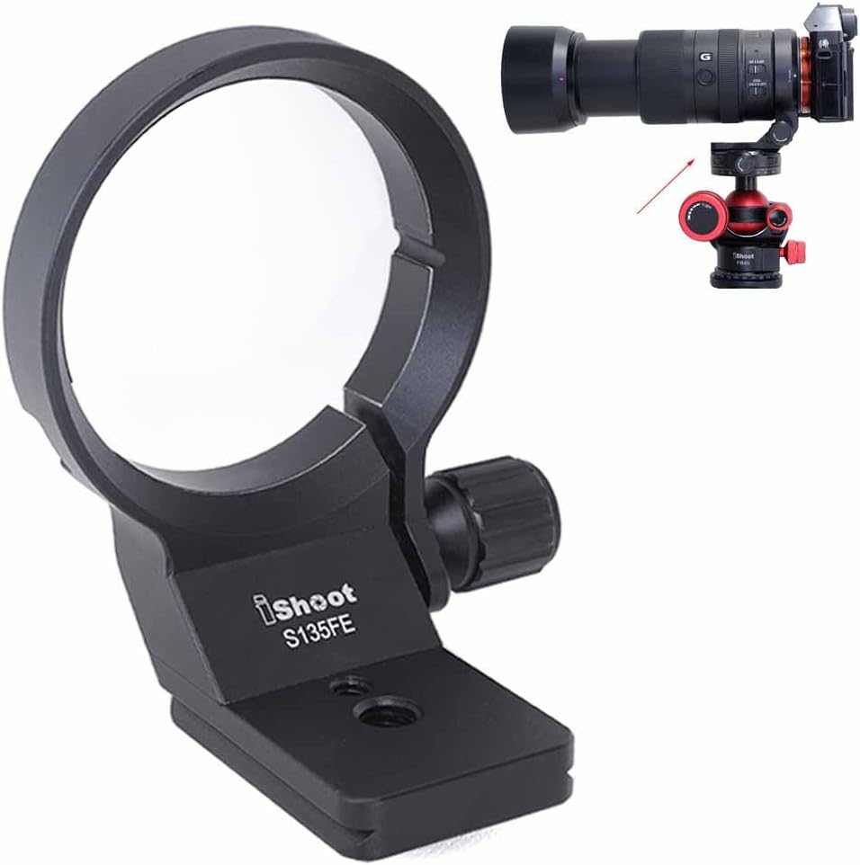 Lens Collar Tripod Mount Ring Compatible with Sony FE 135mm f/1.8 GM, FE 50mm f/1.2 GM, FE 12-24mm f/2.8 GM, E 16-55mm f/2.8 G, E 70-350mm f/4.5-6.3 G OSS, Bottom is Arca-Swiss Fit Quick Release Plate