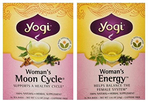 Yogi Caffeine Free Organic Herbal Tea Woman's Formula 2 Flavor Variety Bundle: (1) Woman's Energy Te