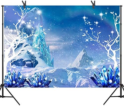 STS 9x6ft Blue Ice Snow Castle Backdrop Fairytale Winter Princess Birthday Baby Shower Girls Personalized Name Photography Backdrop LYST433