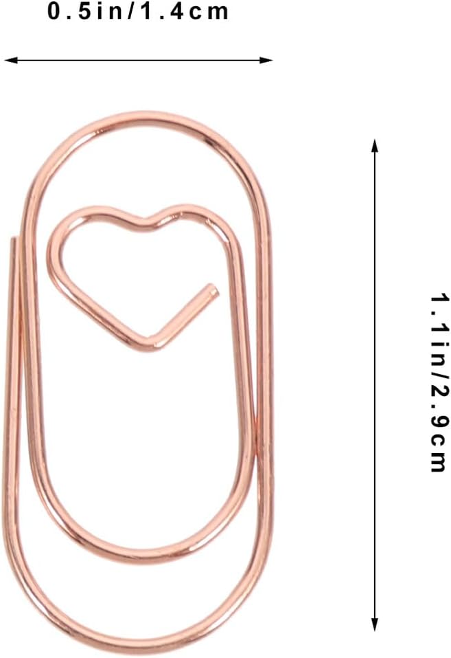 30pcs Metal Heart-Shaped Paper Clips, Rose Gold and Gold Electroplated Decorative Clips, Novelty Office Supplies for School and Desk Organization image 2