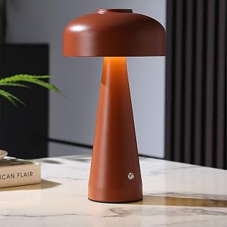 EOEO Seta Lámpara De Sobremesa LED Regulable Lámpara De Sobremesa con Interruptor Táctil Seta Lámpara 3 Colores Temperatura Luz De Noche Interior Pequeña Lámpara Diseño Moderno Lámpara,Marrón