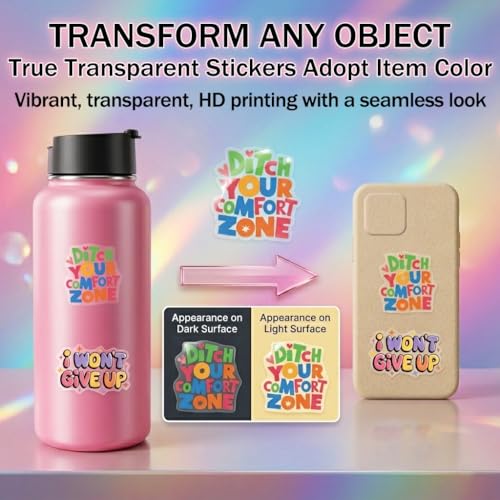 BJMOWIN 100pcs Motivational Stickers for Teens Adults Planner Transparent Inspirational Words Quote Decals Bulk for Scrapbooking Water Bottle Party Favors Gifts Back to School Rewards — view 3