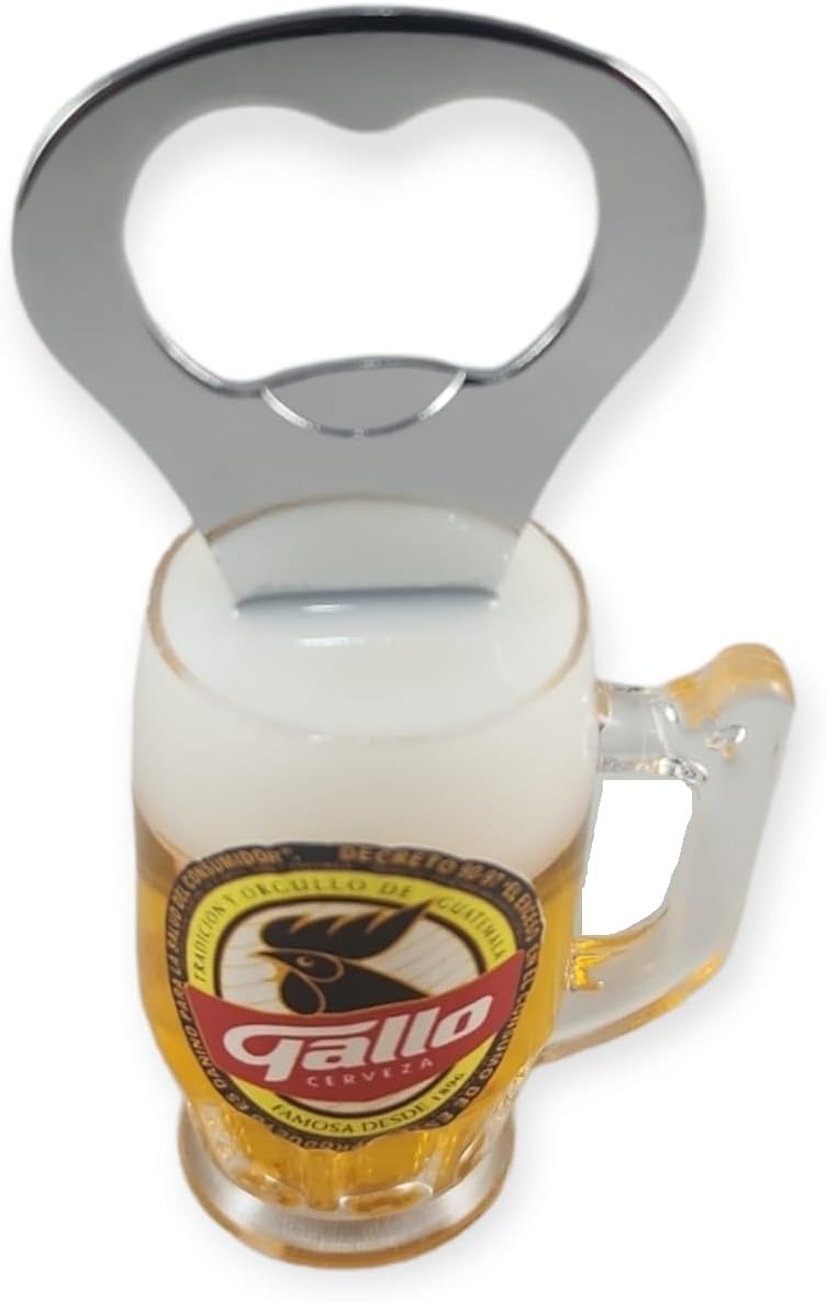 Magnetic Beer Bottle Opener Figure Beer Jar Bar Refrigerator Decor Unique Birthday Gifts Collection (Tarro Cerveza Gallo)