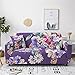 Mateju Blumen Bedruckte Sofabezug - Elastische Sofa-Abdeckungen - 1/2/3/4-Sitzer Slip-Resistent Universal Sofa-Abdeckung für Wohnzimmer Stretch-Sofabezug (Lila,3-Sitzer 190-230cm)