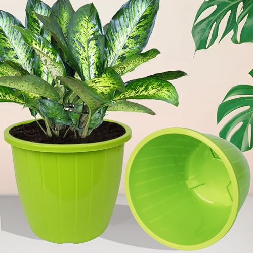 Image of Kuber Industries Flower Pot | Flower Pots for Indoor & Outdoor | Plastic Pot for Gardening | Planter for Flower | Balcony Pots for Home Decor | Duro Flower Pot | 10 Inch | Pack of 6 | Multi