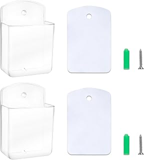 2 PCS Remote Control Holders Wall Mount, Self Adhesive TV Air Conditioner Remote Control Holder, Wall Mount Storage Box Organizer Wall Pen Holder Storage for Home Office School (Clear)