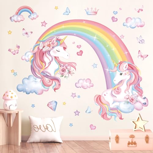 Vinilos decorativos unicornios arcoiris para pared miniatura 1