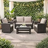 Atenza Polyrattan Gartenmöbel Set 4-teilig, Balkonmöbel Lounge Sitzgruppe