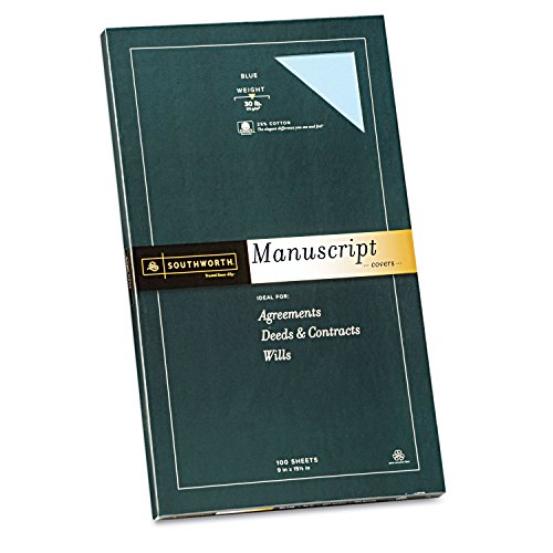 Southworth Manuscript Covers, Scored at 3/4 x 9 x 15.5 Inches, 30 lb, Blue, 100 per Box (41S)