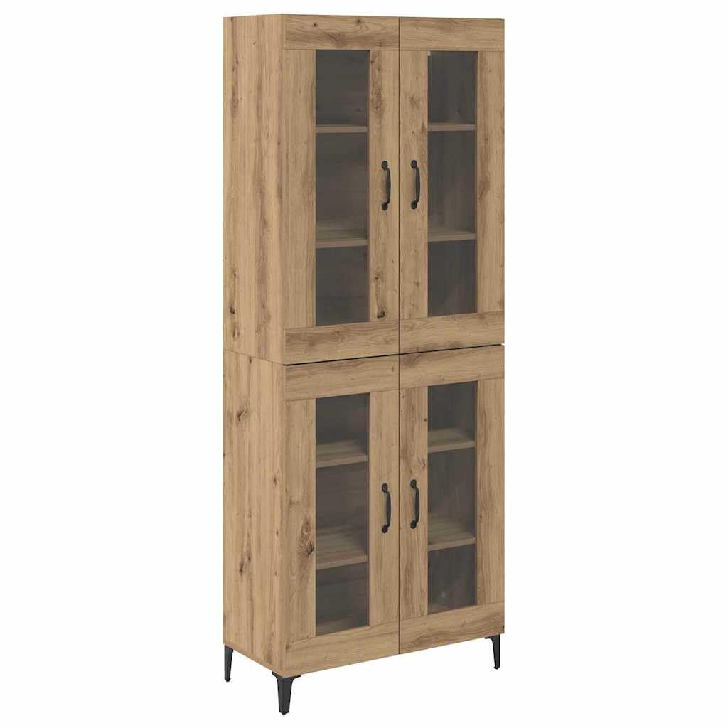 Sideboard Eiche Handwerk Wand 69,5 x 34 x 180 cm mit 4 Böden und 2 Regalen