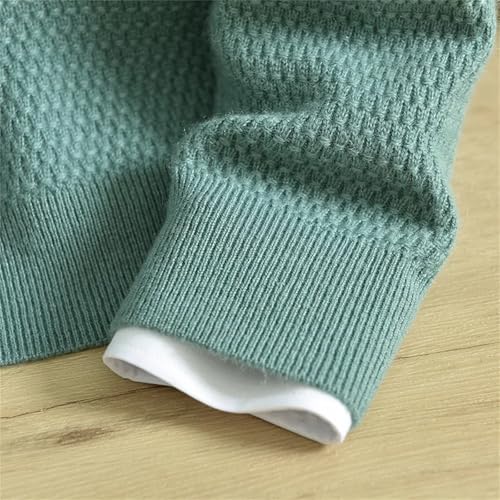 Vogrtcc Men's Crewneck Winter Thickened Cashmere Sweater Youth Solid Color Casual Sweater4