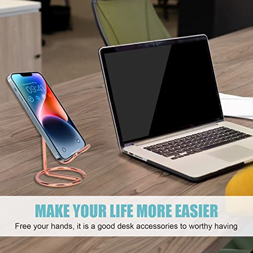 Emomas Cell Phone Stand For Desk, Cute Metal Cell Phone Stand Holder Desk Accessories， Compatible With Iphone/Android Phones/Ipad Mini/Kindle, Charging Accessories（Rose Gold） #TOP6