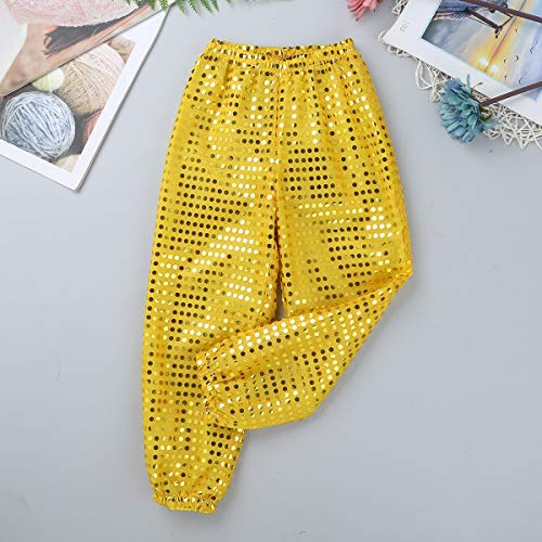YiZYiF Kids Boys Girls Shiny Sequins Long Harem Pants Dance Trousers for Hip-hop Jazz Dancewear Performance4