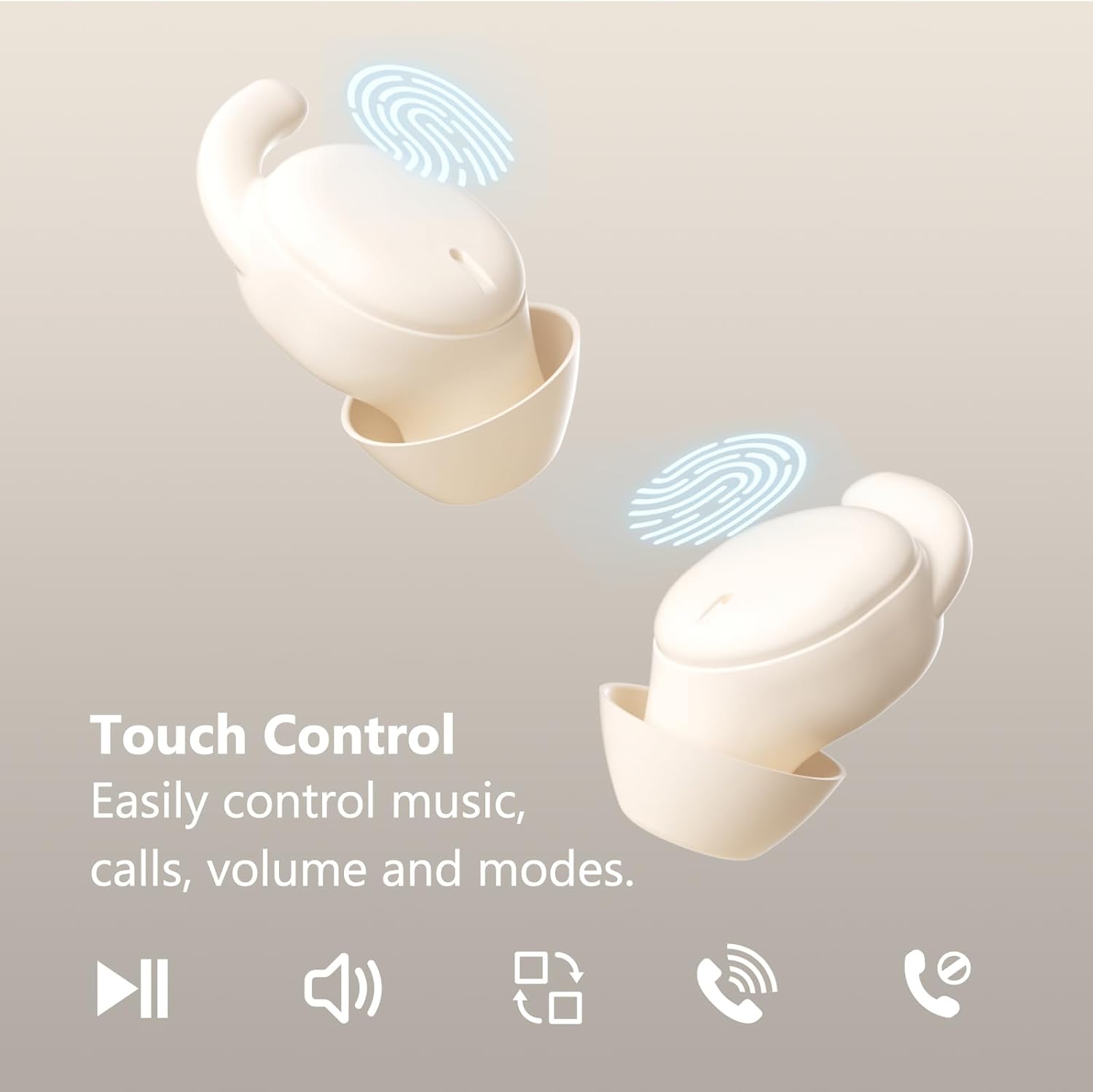 Invisible Sleep Earbuds, Noise Reduction Comfortable Sleep Headphones for Side Sleepers, Bluetooth Sleeping Buds No Beep, Music/Sleep Mode, 6H Playtime, Timer, Touch Control Earphones - Image 4