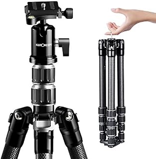 K&F Concept 61" Carbon Fiber Camera Tripod,B210 Professional Lightweight Compact Tripod with 2