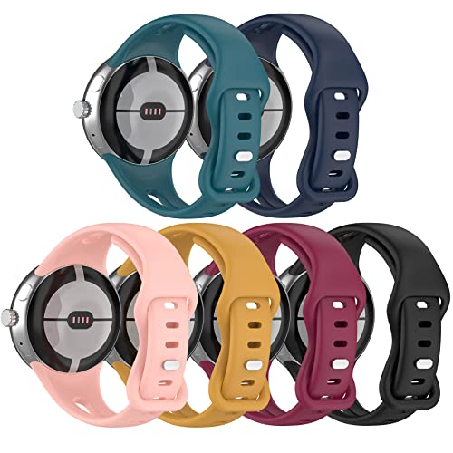 FitTurn Compatible with Google Pixel Watch Bands, Replacement Stylish Durable Soft Silicone Slim Sport Watch Bands With Stainless Steel Clasp for Google Pixel Watch Women Men