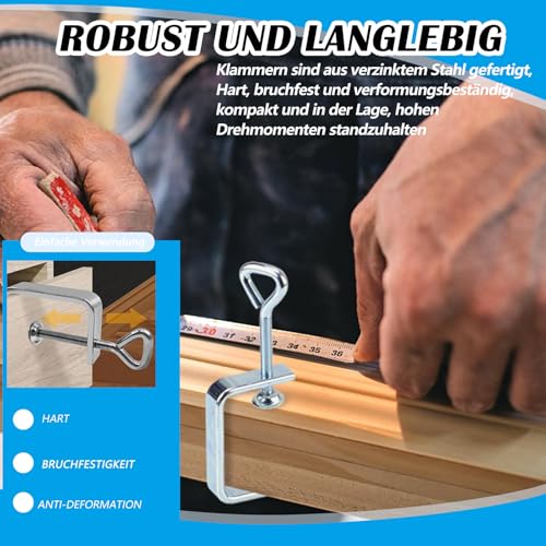 C Zwingen Schraubklemme, 2 Stück C Klemme Edelstahl, Heberinge C Klemme, C Zwinge für Holzarbeiten, Justierbare Breite Workbench Clamp, Silber Schraubzwingen Klein, für Holzarbeiten Klemmen