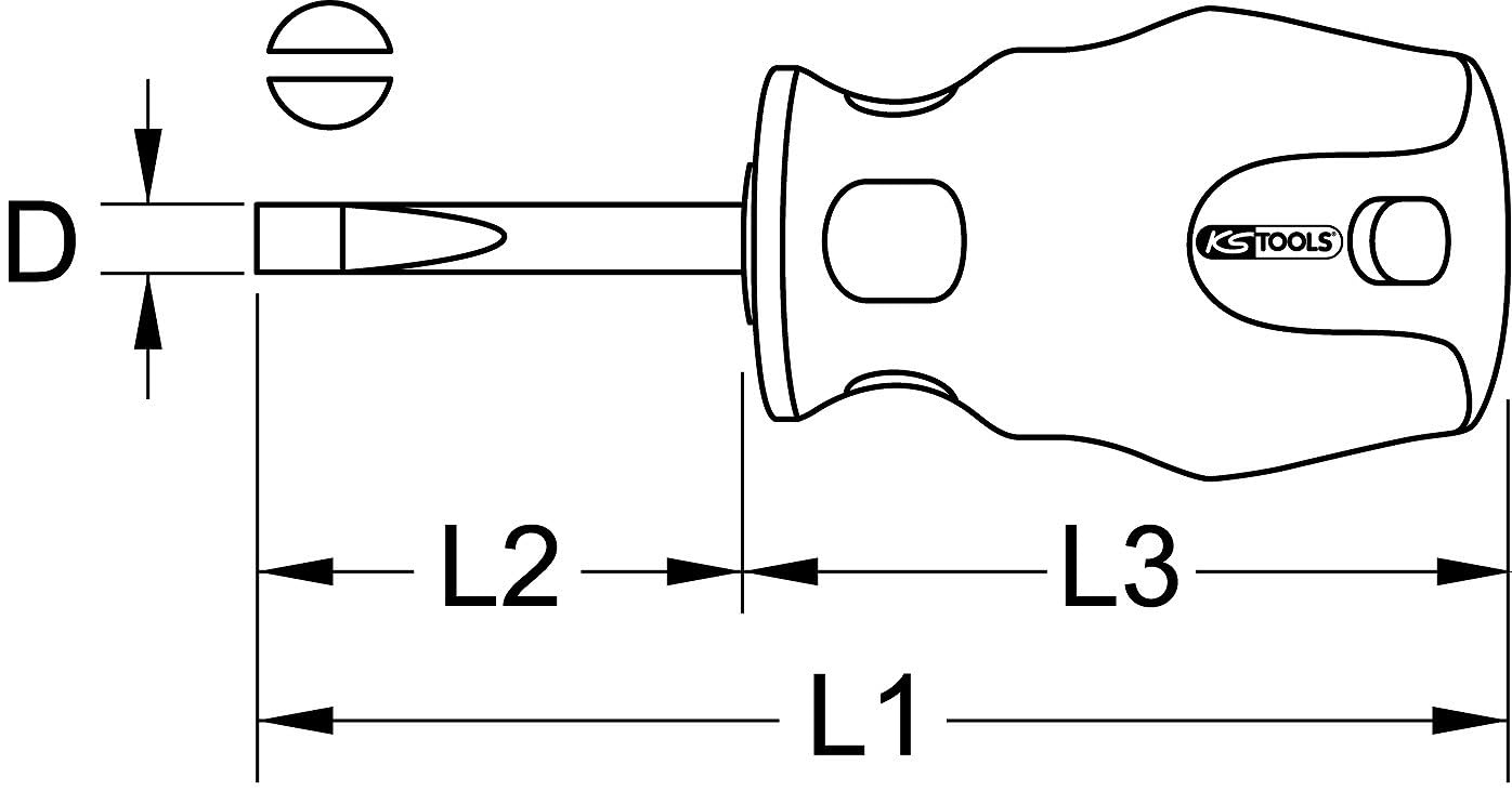 KS Tools 159.1121 ERGOTORQUEplus wkrętak płaski, krótki,4mm