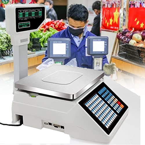 Báscula comercial digital con impresora y doble pantalla miniatura 1
