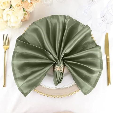 Fleckenabweisendes Satintuch für Abendessen, Eukalyptus, salbeigrün, 50.8 cm, bügelfrei, Thanksgiving, Restaurants, Abendessen, Hochzeiten, Partys Cover