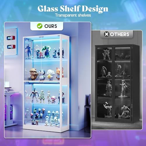 Image of AMERLIFE 70 H x 32 W x 16 D Inch RGB Display Cabinet with Glass Shelves