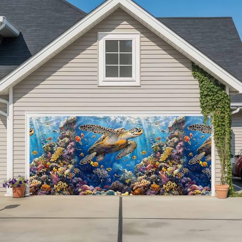 Turtle Garage Door Cover Banner 7 x 16 FT, Ocean