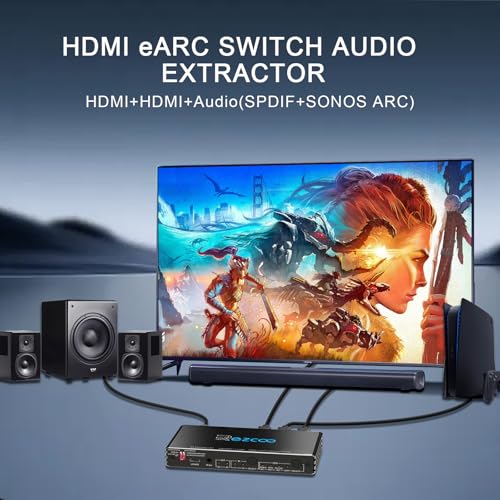 Extractor de audio HDMI 2.1 4K 120Hz HDCP2.3 con soporte eARC HDR para pantallas 6