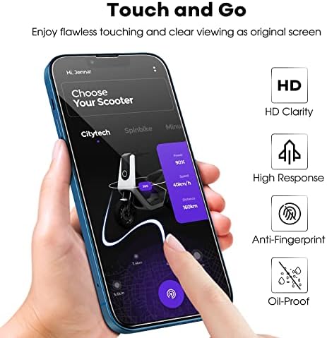 JETech Pełny Pokrycie Ochraniacz Ekranu dla iPhone 13/13 Pro 6,1 Cala, Screen Protector z Szkło Hartowane Film Folia z Narzędzie Łatwej Instalacji, Przyjazny dla Przypadku, HD Przezroczyste, 3 Sztuki