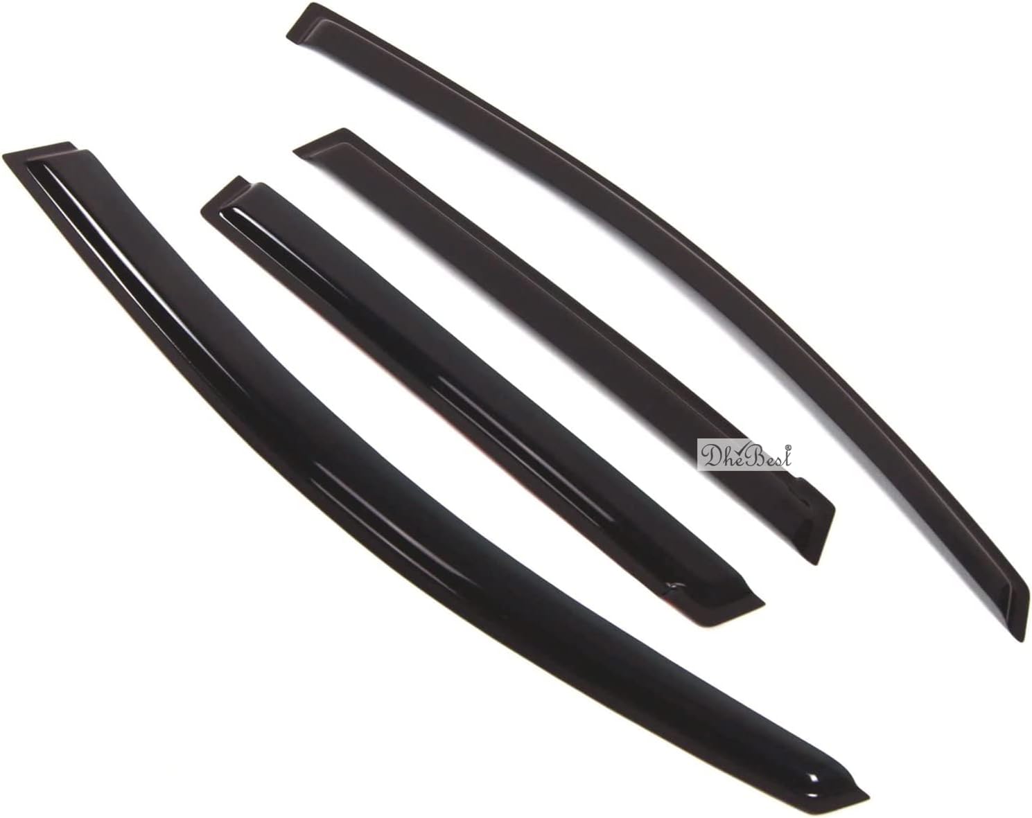 Dhe Best Car Rain Wind Door Visor Flexible Deflector Smoke Tinted Sun/Rain Guard Vent Window Visors Set of 4 Compatible with Honda Honda Amaze 2018 Year 2018 Onwards