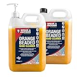 Spear & Jackson Orange Beaded Hand Cleaner 2 x 5L With Moisturiser - Rapidly Removes Grease, Oil, Stains, Ink, Tough Dirt and More
