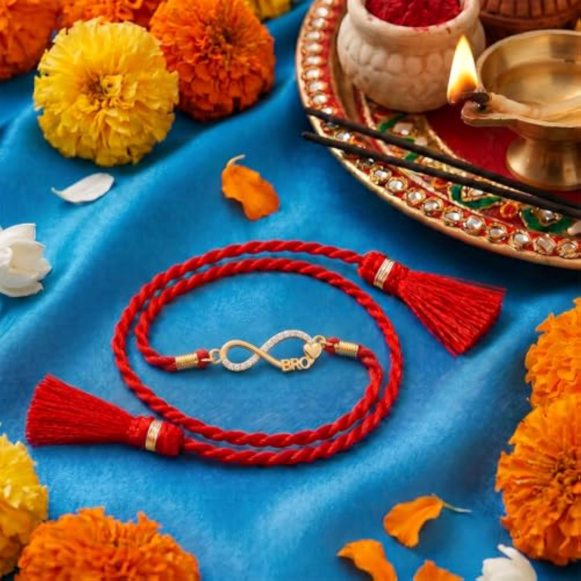 925 Pure Silver Infinity Bro Plated Rakhi for Brother
