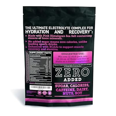 Enhanced Electrolyte Powder Stick Packs (Black Cherry | 20 Packets) w/ 0 Sugar +BCAAs +B-Vitamins Electrolyte Supplement w Potassium Zinc & Magnesium for Hydration - Keto Electrolytes