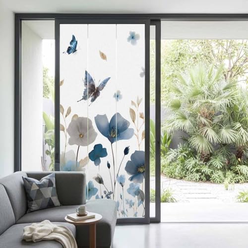 Película decorativa para ventana de privacidad azul miniatura 3