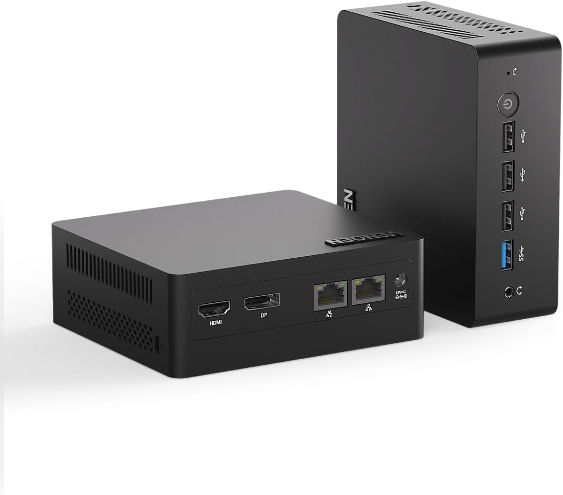 VENOENWin11 Pro Mini PC 12th Gen Alder Lake N100 Mini Computer (up to 3.4 GHz), 8GB DDR5 512GB NVME SSD Mini Server PC, 4K HTPC with Dual Display/HD/DP/WiFi 5/BT4.0, Dual Gigabit LAN Micro PC