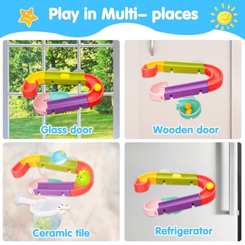 3 in 1 Baby Bath Toy Dinosaur Bubble Machine with Light Balls Track Game Shower Bathtub Water Slide Toys, Fishing Game Mold Free Bath Toys for 1 2 3 Years Old - Image 5