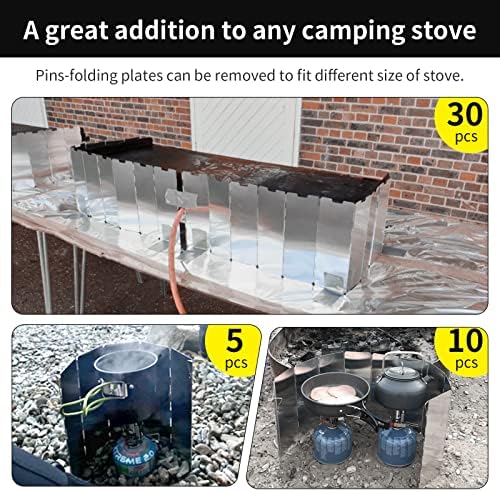 Camping Accessories Cooking Stove Windshield - Outdoor Camping Holiday Essentials Gadgets Wood Butane Gas BBQ Stove Windscreen 10 Plates Portable Camping Cooker Wind Breaks for Beach Fishing Equipment