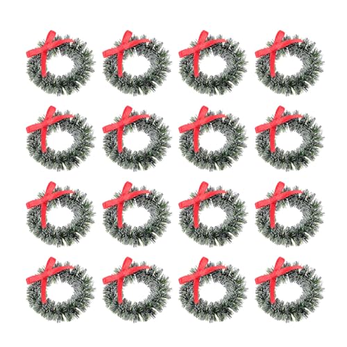 HOMOCONO 24 St Mini Julkransar för Pyssel Konstgjorda Mini Julkransar med Bågar Miniatyr Juldekorationer för Dockskåp Julgran Dörrar och Festliga Diy-projekt