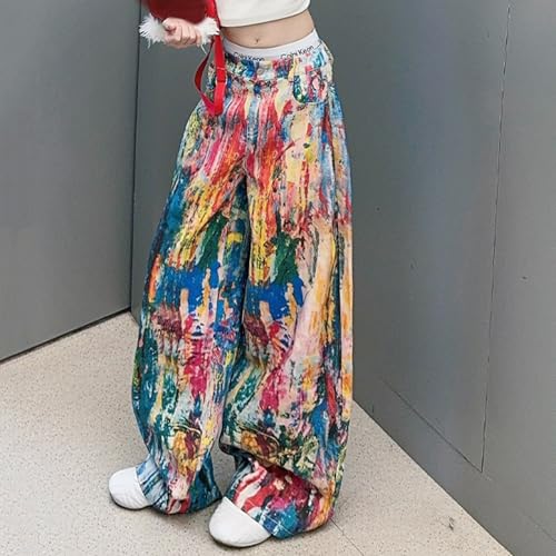 Girls Baggy Wide Leg Jeans Colorful Trendy High Wasit Denim Pants with Pockets Teen Casual Loose Palazzo Trousers3