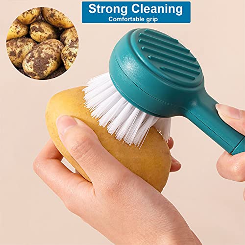 Vegetable Cleaner Brush Fruit Scrubber Brush Good Grip Long Handle Food Cleaning Brush Multifunctional Kitchen Gadgets With Peeler Veggie Wash Brush 2-In-1 (Blue) #TOP2