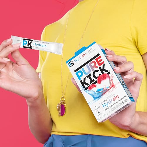 Image of Pure Kick Hydration Singles To Go Drink Mix, Ice Pop, Includes 12 Boxes with 6 Packets in each Box, 72 Total Packets