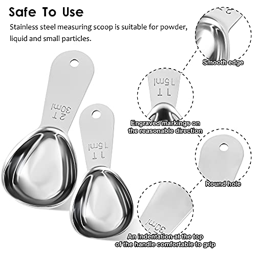 Measuring Coffee Scoop, Stainless Steel Coffee Scoops, Steel Measuring Spoons, Coffee Scoops Measurer Spoons 1 Tablespoons 15Ml Pack Of 2 Color Siliver #TOP3