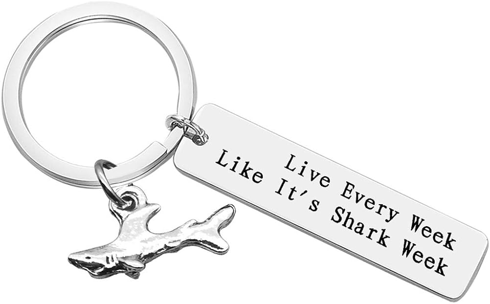Dabihu Shark Keychain Shark Lover Gift Shark Stuff Diver Gifts Shark Lovers Keychain Shark Girl Jewelry Coworker Friends Keyring Shark Colleague Gift - Live Every Week Like It's Shark Week